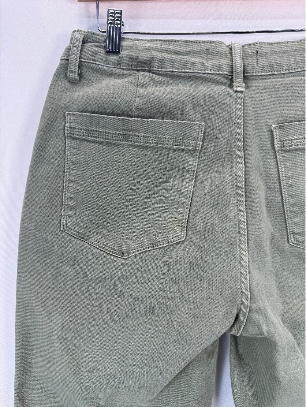 Judy Blue Green Raw Hem Pants Women 13/31 Casual Cottagecore Front Seam Relaxed - Picture 7 of 10